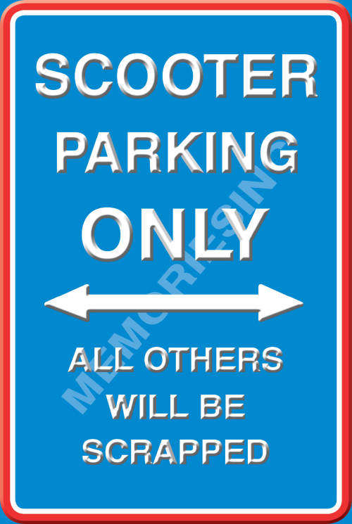 Scooter Parking Only - Portrait - Metal Sign
