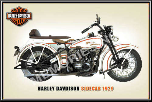 Harley Davidson with Sidecar (1929) - Classic Metal Sign