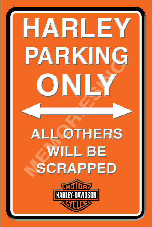 Harley Parking - Portrait - Classic Metal Sign