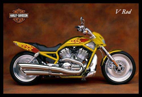 Harley Davidson V Rod (Yellow) - Classic Metal Sign