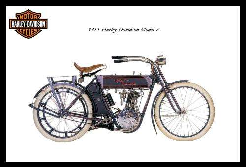 Harley Davidson Vintage Model 7 (1911) - Classic Metal Sign