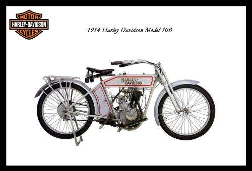 Harley Davidson Vintage Model 10B (1914) - Classic Metal Sign