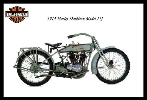Harley Davidson Vintage Model 11J (1915) - Classic Metal Sign