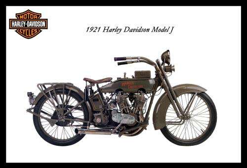 Harley Davidson Vintage Model J (1921) - Classic Metal Sign