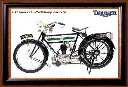 Triumph TT 500 with Sturmey Archer Hub (1913) - Classic Metal Sign
