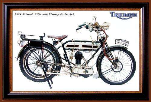 Triumph 550cc with Sturmey Archer hub (1914) - Classic Metal Sign