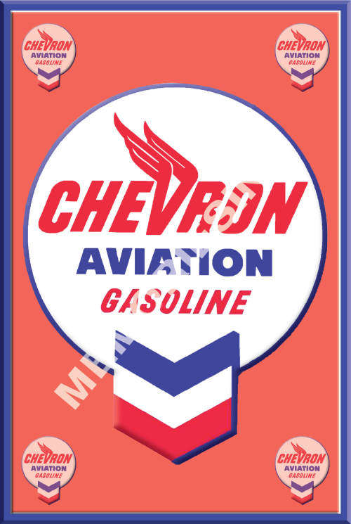 Chevron Aviation Gasoline - Classic Metal Sign