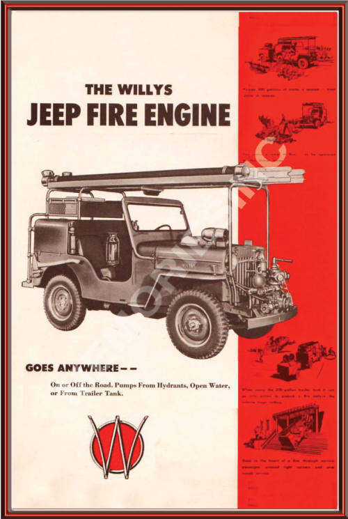 Jeep CJ-3B - Fire Engine - Classic Metal Sign