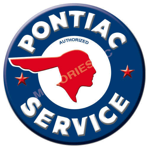 Pontiac Service - Round Classic Metal Sign