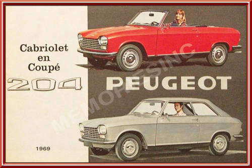 Peugeot 204 Coupe-Cabriolet - Classic Metal Sign