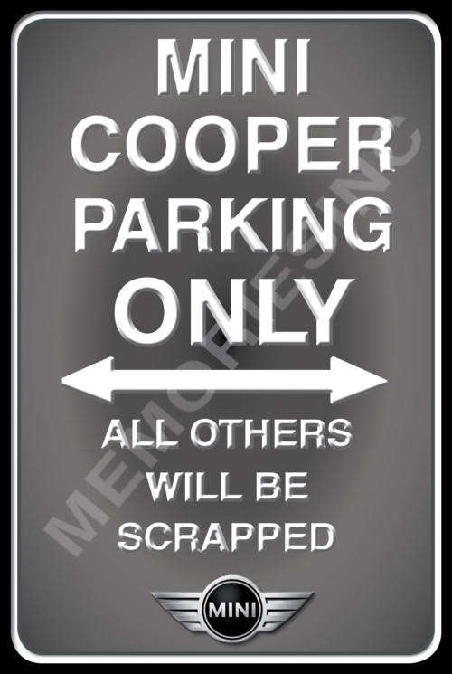Mini Cooper Parking Only - Portrait - Classic Metal Sign