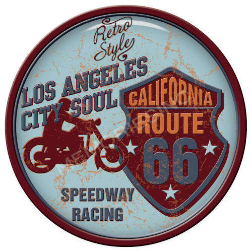 LA Route 66 - Classic Round Metal Sign