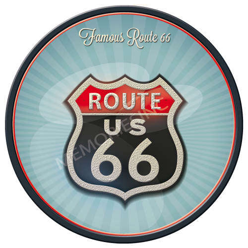 Famous Route 66 - Classic Round Metal Sign