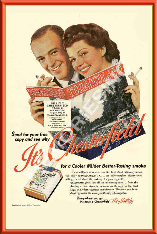 Chesterfield - Fred Astaire - Rita Hayworth - Classic Metal Sign