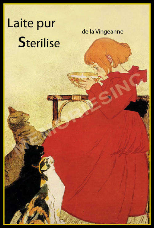 French Girl with Cats - Classic Metal Sign