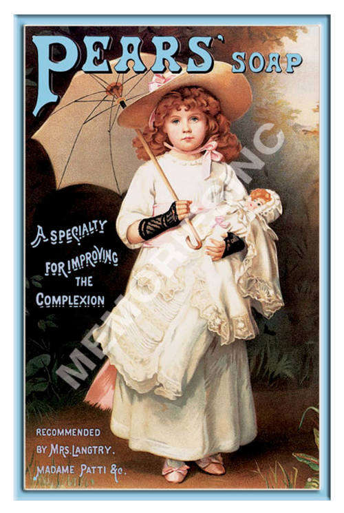 Pears Girl with Umbrella - Classic Metal Sign
