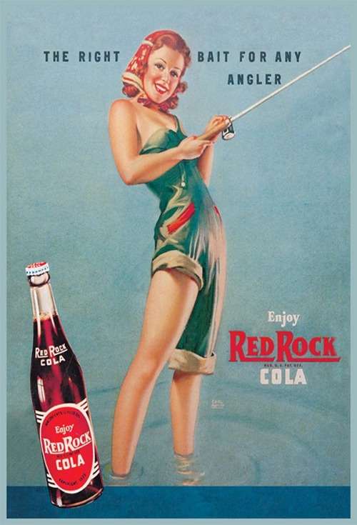 Red Rock - Girl Fishing - Classic Metal Sign