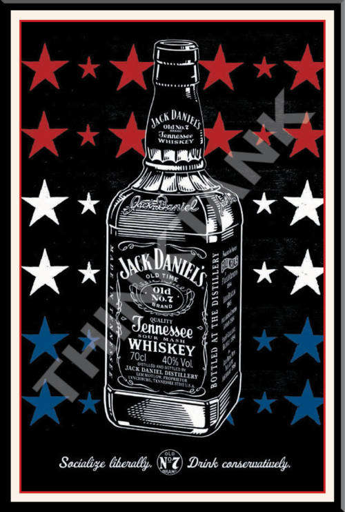 Jack Daniels - Hand Drawn Bottle - Classic Metal Sign