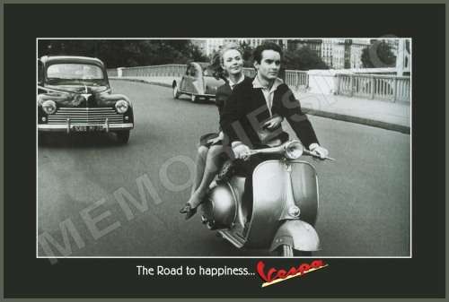 Vespa - Road to Happiness - Classic Metal Sign