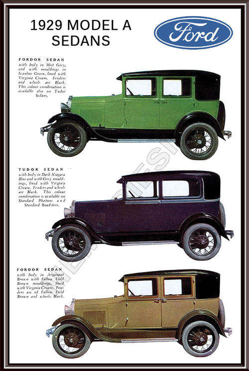 Ford Model A Sedans (1929) - Metal Sign