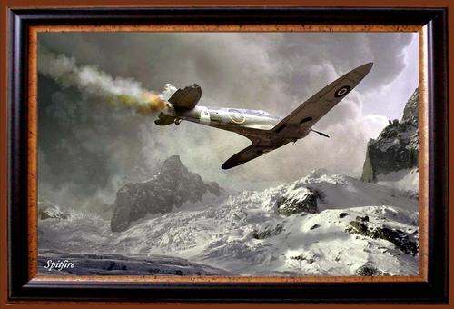 Spitfire - Damaged tail - Metal Sign