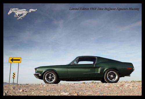 Limited Edition Steve McQueen Signature Mustang (1968) - Classic Metal Sign