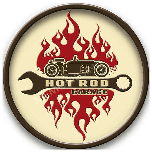 Hot Rod Garage (version 2) - Metal sign (Large)