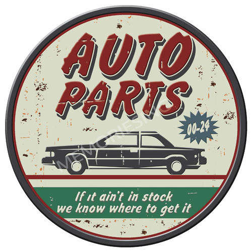 Garage - Auto Parts - Round Metal Sign