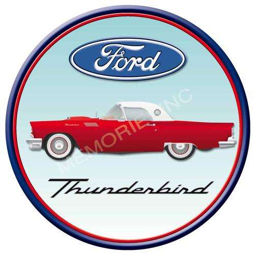 Ford Thunderbird (Side View) - Round Classic Metal Sign