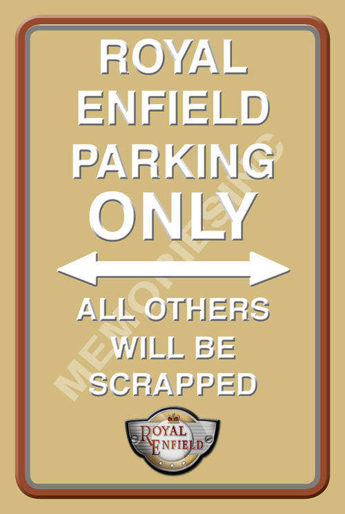 Royal Enfield Parking Only - Portrait - Metal Sign