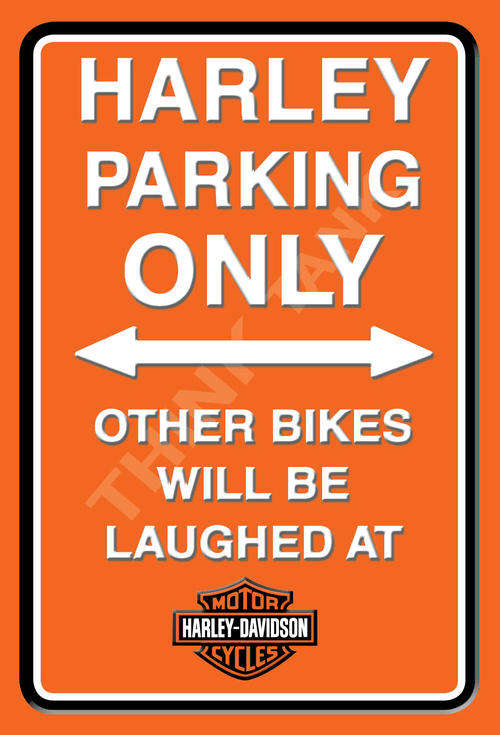 Harley Davidson Parking Only Metal Sign - Portrait