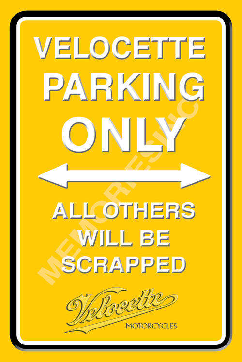 Velocette Parking Only - Portrait - Metal Sign