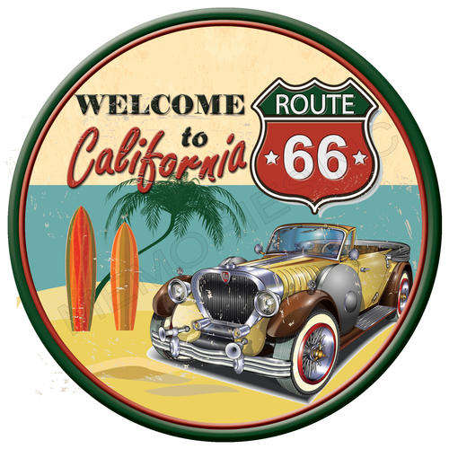 California Route 66 - Classic Round Metal Sign