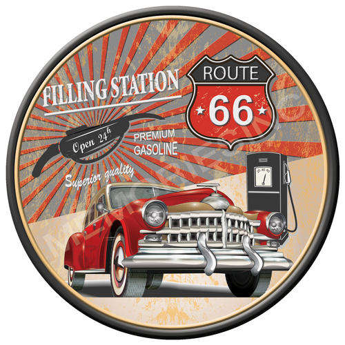 Route 66 Garage - Classic Round Metal Sign