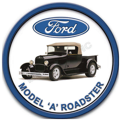 Ford Model A Roadster - Round Classic Metal Sign