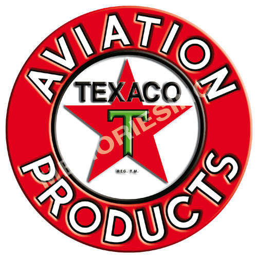 Gasoline - Texaco Aviation - Classic Round Metal Sign