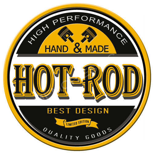 Hot Rod - Hand Made Round Metal Sign