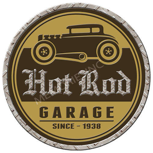Hot Rod - Garage Round Metal Sign