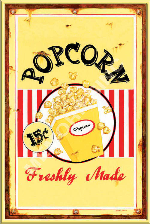 Popcorn - Freshly Made - Metal sign