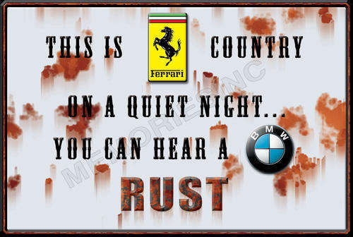 Ferrari vs BMW - Classic Metal Sign