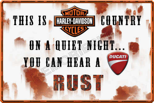 Harley vs Ducati - Classic Metal Sign