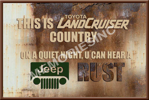 Landcruiser vs Jeep - Classic Metal Sign
