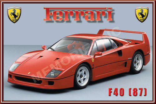 Ferrari F40 (1987) - Classic Metal Sign