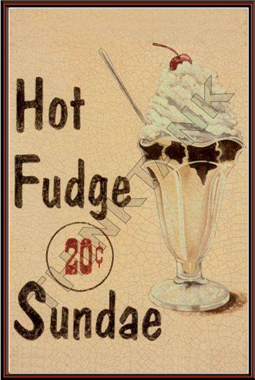Vintage Fast Food Advertising Metal Sign - Hot Fudge Sundae