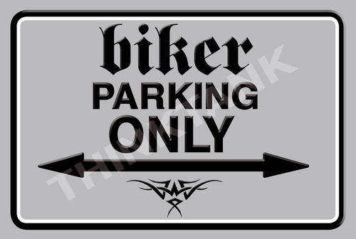Biker Parking Only Metal Sign - Landscape