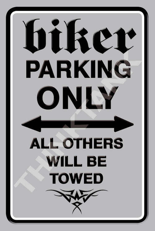 Biker Parking Only Metal Sign - Portrait
