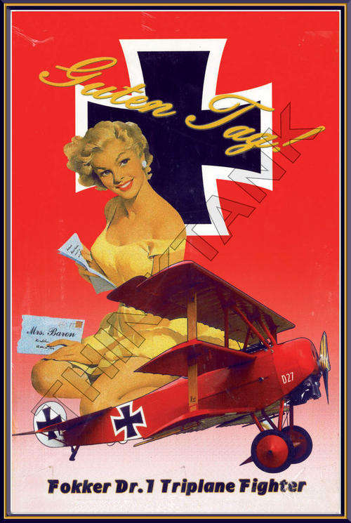 Fokker - Red Baron - Vintage Metal Sign