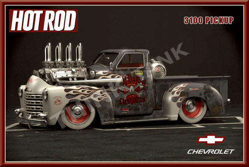 Chevy Pick-up Hot Rod - Metal Sign