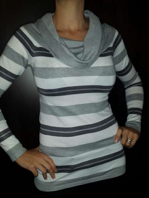 Beautiful striped knitted top with cowl neck * As new
