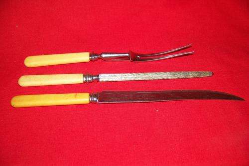 Vintage Friar Sanders & Bowers Sheffield England Bone handle Carving Set